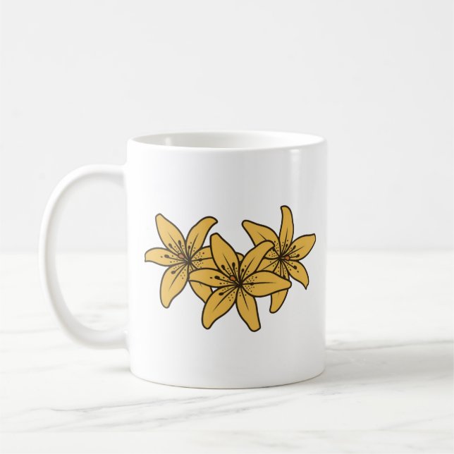 Cluster Of Yellow Cartoon Lillies Coffee Mug (Left)