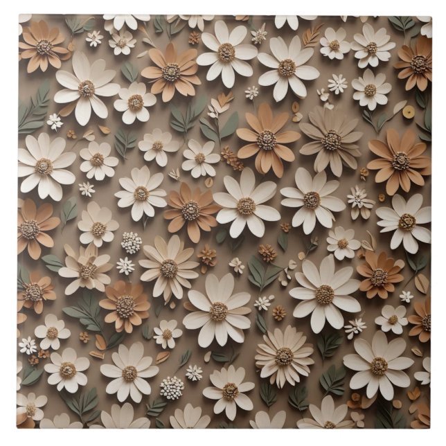 Clustered 3d flowers in a minimalistic style tile (Front)