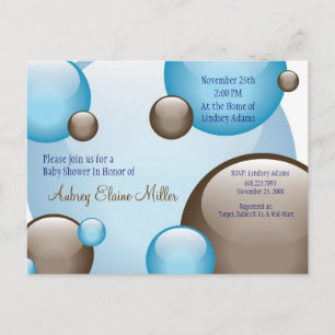 Clustered Blue & Brown Bubble Invitation