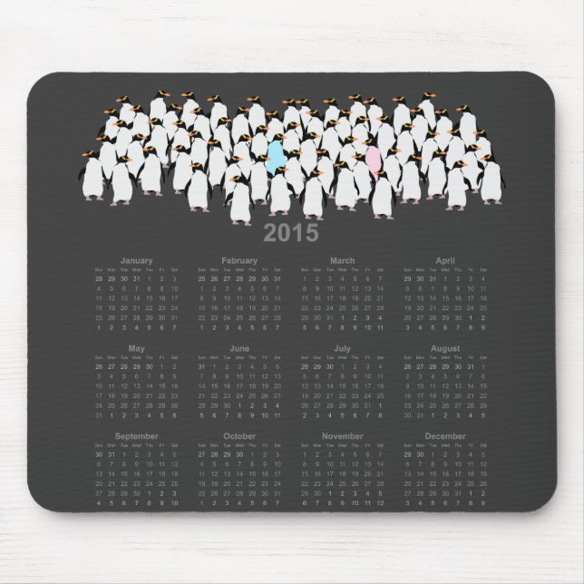 Clustered penguins calendar 2015 mouse mat (Front)