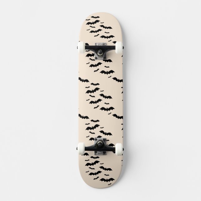 Clusters of Flying Black Bats on offwhite Skateboard (Front)