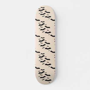 Clusters of Flying Black Bats on offwhite Skateboard