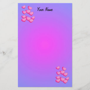 Clusters of Pretty Pink Hearts Vibrant Pink Purple Stationery