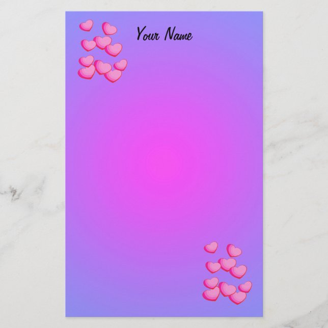Clusters of Pretty Pink Hearts Vibrant Pink Purple Stationery (Front)