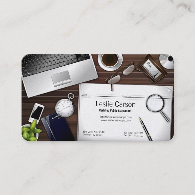 cluttered desk cpa business card (Front)