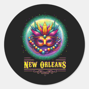Cly New Orleans Bourbon Street Cool Fun Nola Mardi Classic Round Sticker
