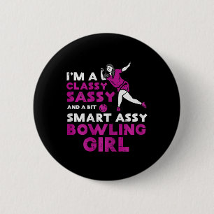 Cly Sy Smart Bowling Girl Bowler Women Girls Kids 6 Cm Round Badge
