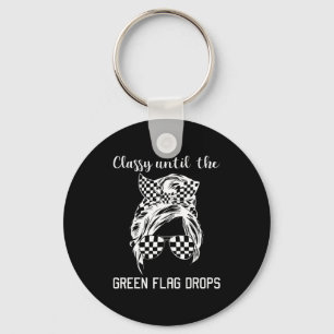 Cly Until The Green Flag Drops Messy Bun Racing Wo Key Ring
