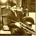 Clyde Barrow - The Barrow Gang Standing Photo Sculpture<br><div class="desc">Clyde Barrow teamed with Bonnie Parker in robberies of stores and gas stations.  There goal was to launch a raid of liberation against Eastham Prison.  Text can be adjusted or removed.</div>