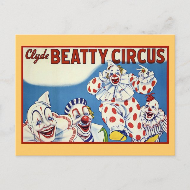 Clyde Beatty Vintage Circus Postcard (Front)