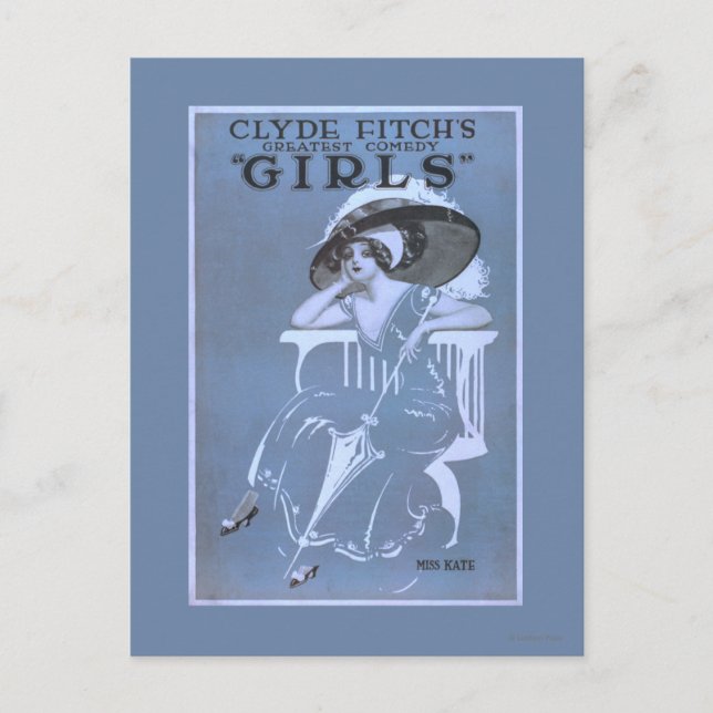 Clyde Fitch's Greatest Comedy, "Girls" Theater Postcard (Front)