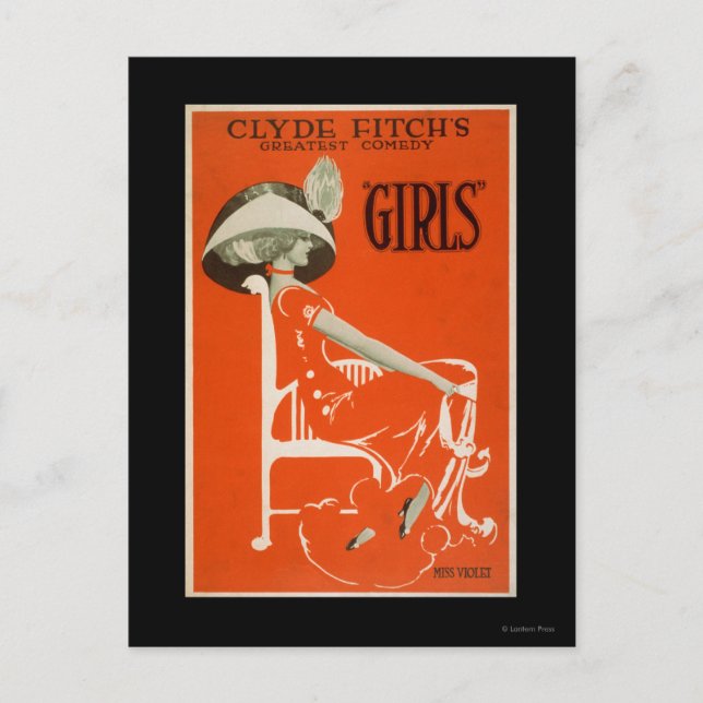 Clyde Fitch's Greatest Comedy, "Girls" Theatre 2 Postcard (Front)