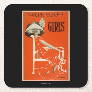 Clyde Fitch's Greatest Comedy, "Girls" Theatre 2 Square Paper Coaster