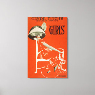 Clyde Fitch's Greatest Comedy, "Girls" Theatre Canvas Print
