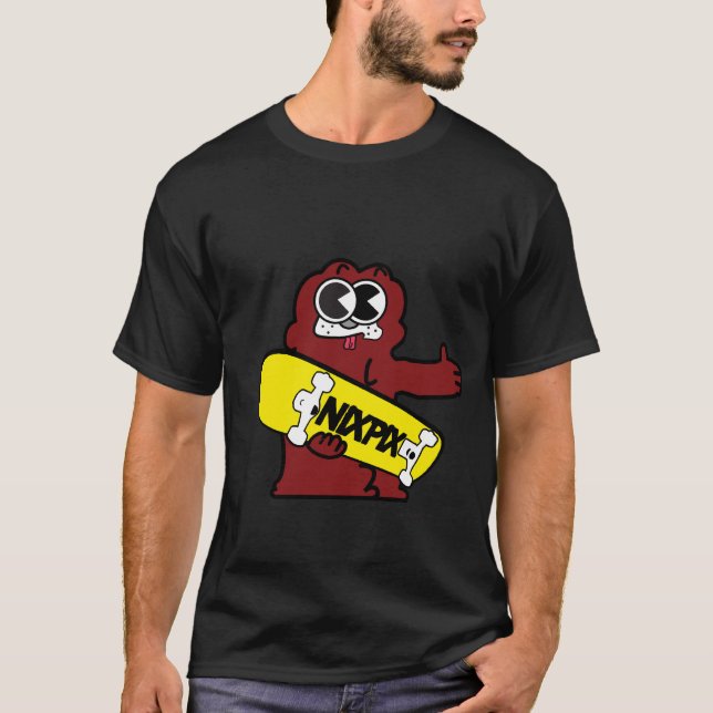 Clyde with Nixpix Skateboard Logo T-Shirt (Front)
