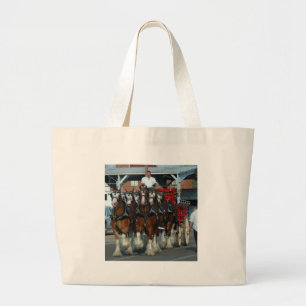 Clydesdale 6 horse hitch large tote bag