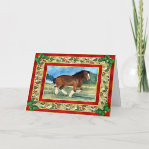 Clydesdale Draught   Horse Blank Christmas Card