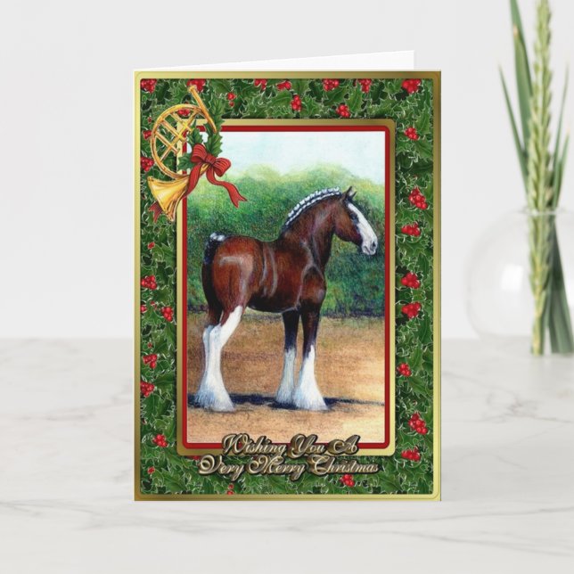 Clydesdale Draught   Horse Blank Christmas Card (Front)