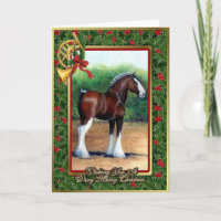 Clydesdale Draught   Horse Blank Christmas Card