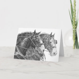 Clydesdale Draught   Horse Drawing by Kelli Swan Card