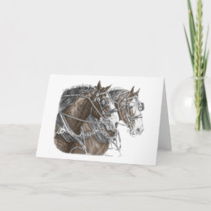Clydesdale Draught Horse Team Card