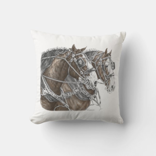 Clydesdale Draught Horse Team Cushion (Front)