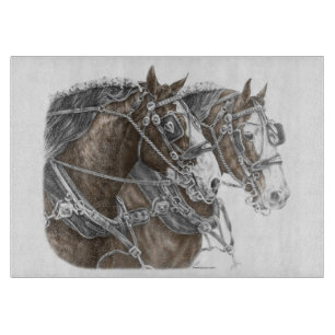 Clydesdale Draught Horse Team Cutting Board