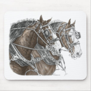 Clydesdale Draught   Horse Team Mouse Mat