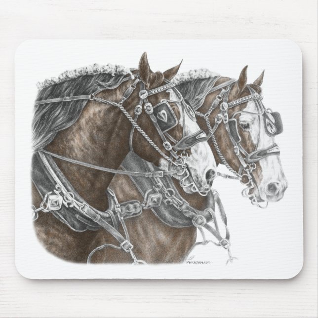 Clydesdale Draught Horse Team Mouse Mat (Front)