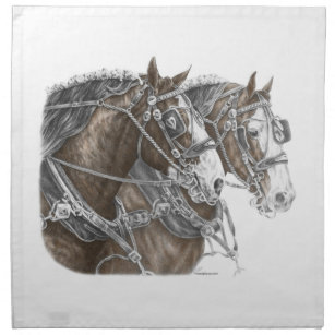 Clydesdale Draught Horse Team Napkin