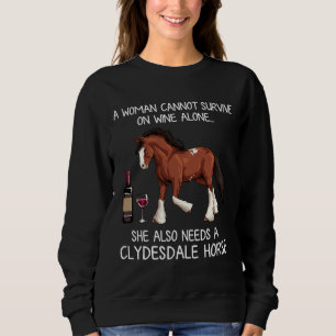 Clydesdale Horse And Wine Horse Fitted Sweatshirt