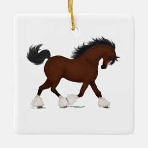 Clydesdale Horse Charm Name Plate Memorial Ceramic Ornament