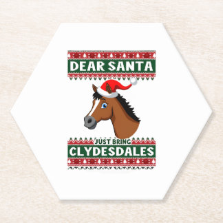 Clydesdale Horse Christmas Ugly Xmas Sweater Eques Paper Coaster