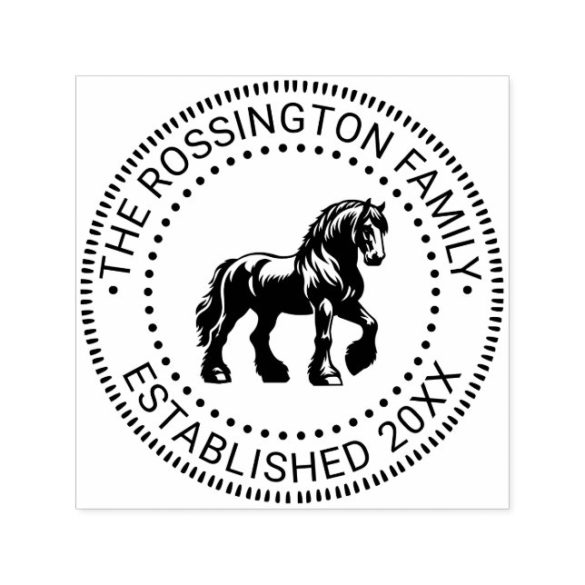 Clydesdale Horse Family Name Date Estd NT Frm Self-inking Stamp (Design)