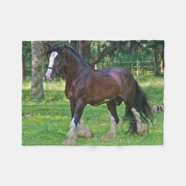 Clydesdale Horse Fleece Blanket (Front (Horizontal))