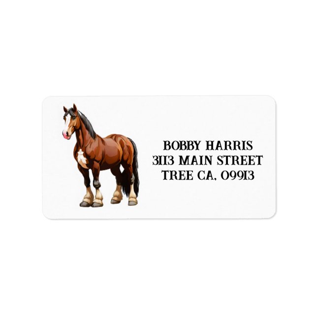 Clydesdale horse label (Front)