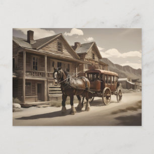 Clydesdale horse pulling stagecoach  postcard