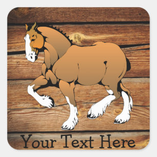 Clydesdale Horse Rustic Wood Sticker