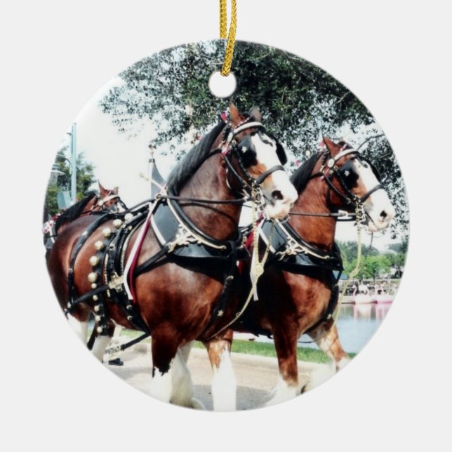 Clydesdale Horses Ceramic Tree Decoration (Front)