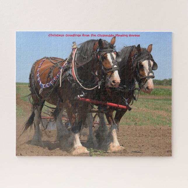 Clydesdale Ploughing Horses. Jigsaw Puzzle (Horizontal)