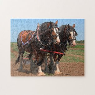 Clydesdale Plowing Horses. Jigsaw Puzzle