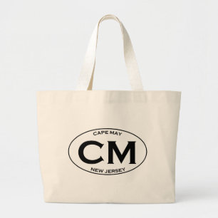 CM - Cape May New Jersey Oval Logo Large Tote Bag
