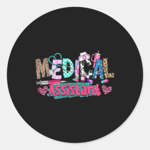Cma Medical Istant Nurse Leopard Stethoscope Women Classic Round Sticker