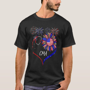 Cma Nurse 4th Of July American Us Flag Sunflower L T-Shirt