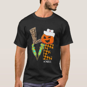 CMA Nurse Leopard Pumpkin Halloween Love Nurse Lif T-Shirt