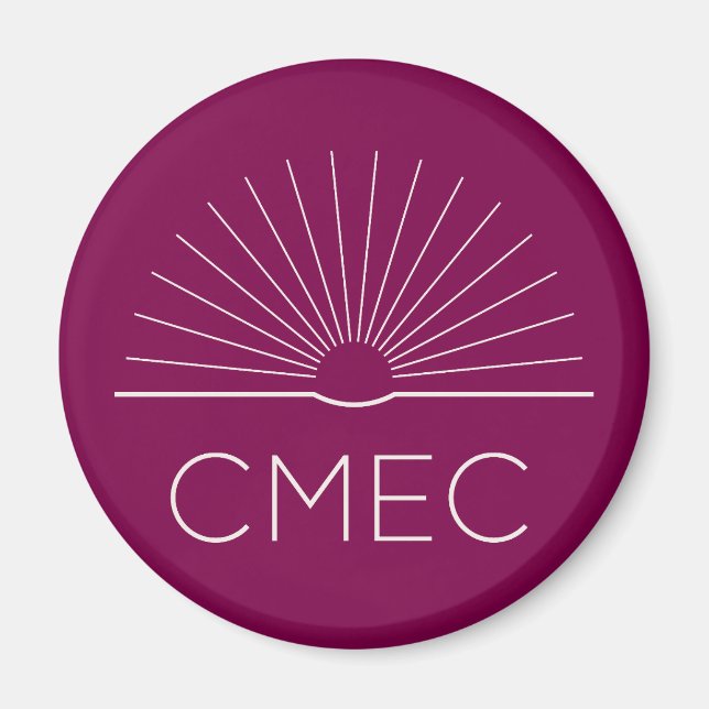 CMEC Fridge Magnet - deep red with white logo (Front)