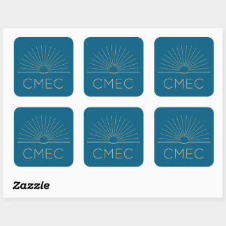 CMEC Stickers - square, blue with peach, 3"x3"