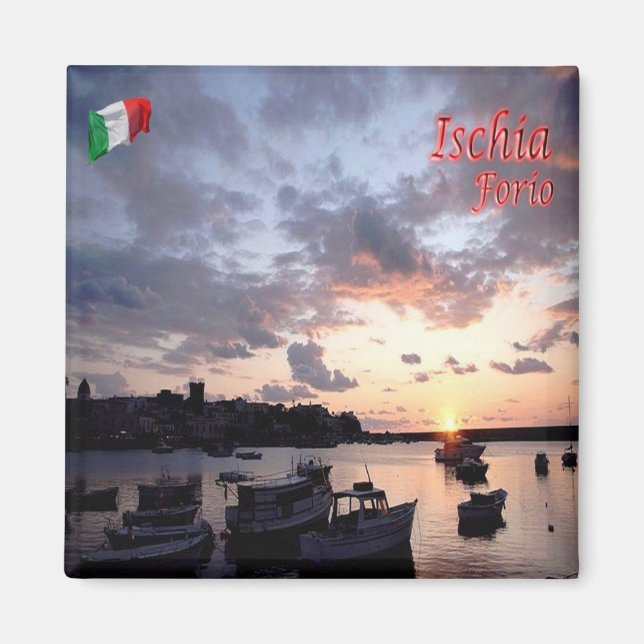 CMP075 ISCHIA, Forio at Sunset, Italy, Fridge Magnet (Front)