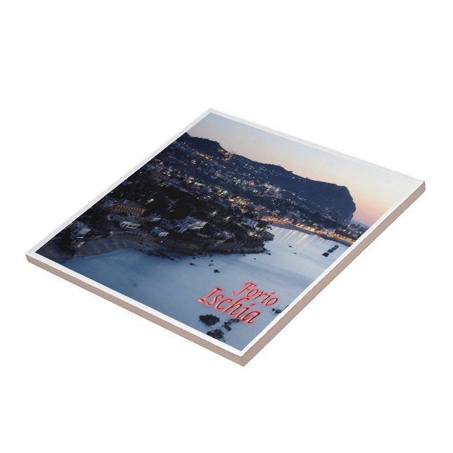 CMP076 ISCHIA, Forio at Twilight, Italy, Tile (Side)