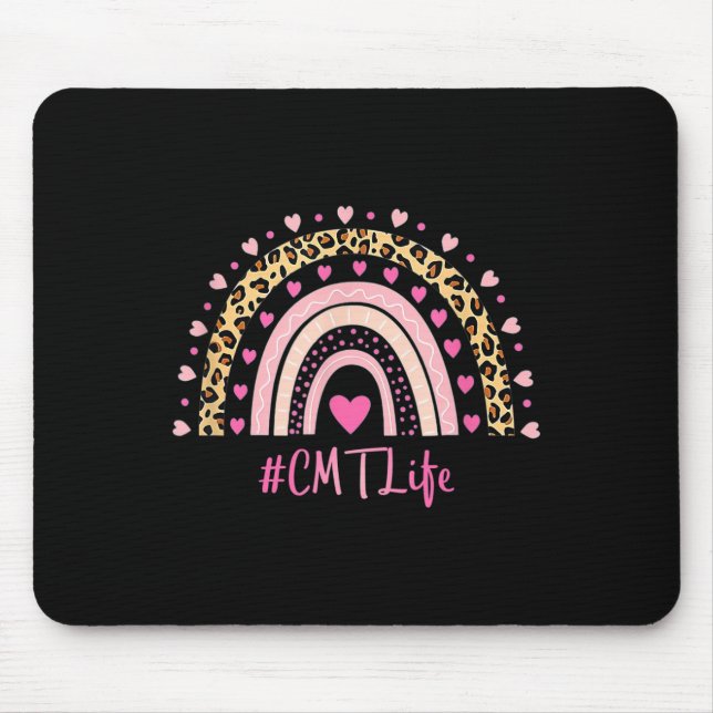 Cmt Nurse Leopard Print Boho Rainbow Nurse's Week  Mouse Mat (Front)